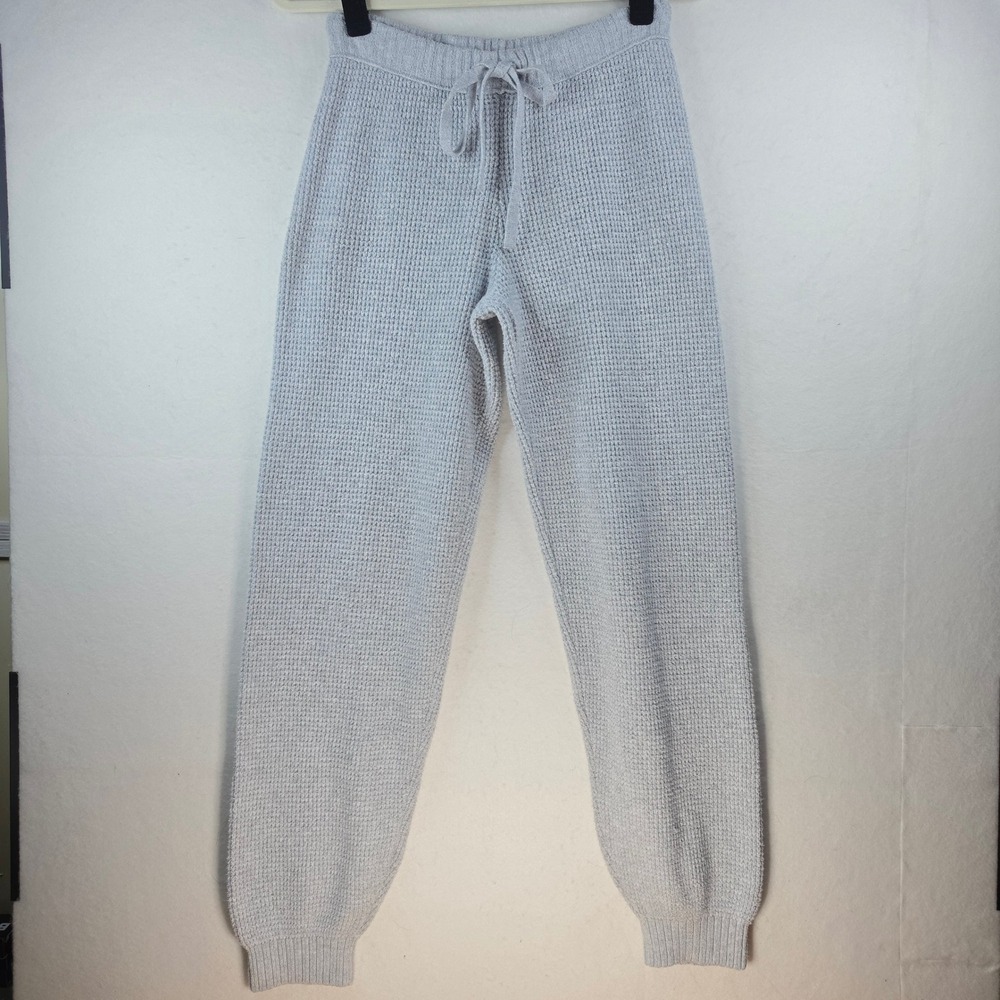 Aerie Waffle Knit Lounge Jogger Gray Drawstring Waist Pants XS Regular
